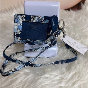 Vera Bradley Navy and White ID Holder with Lanyard